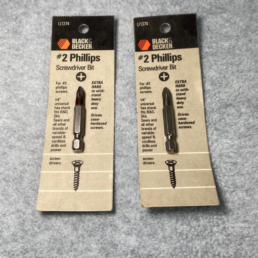 Black & Decker Screwdriver Bit Set 2pc #2β Phillips 1/4 Hex U1374 Handyman New